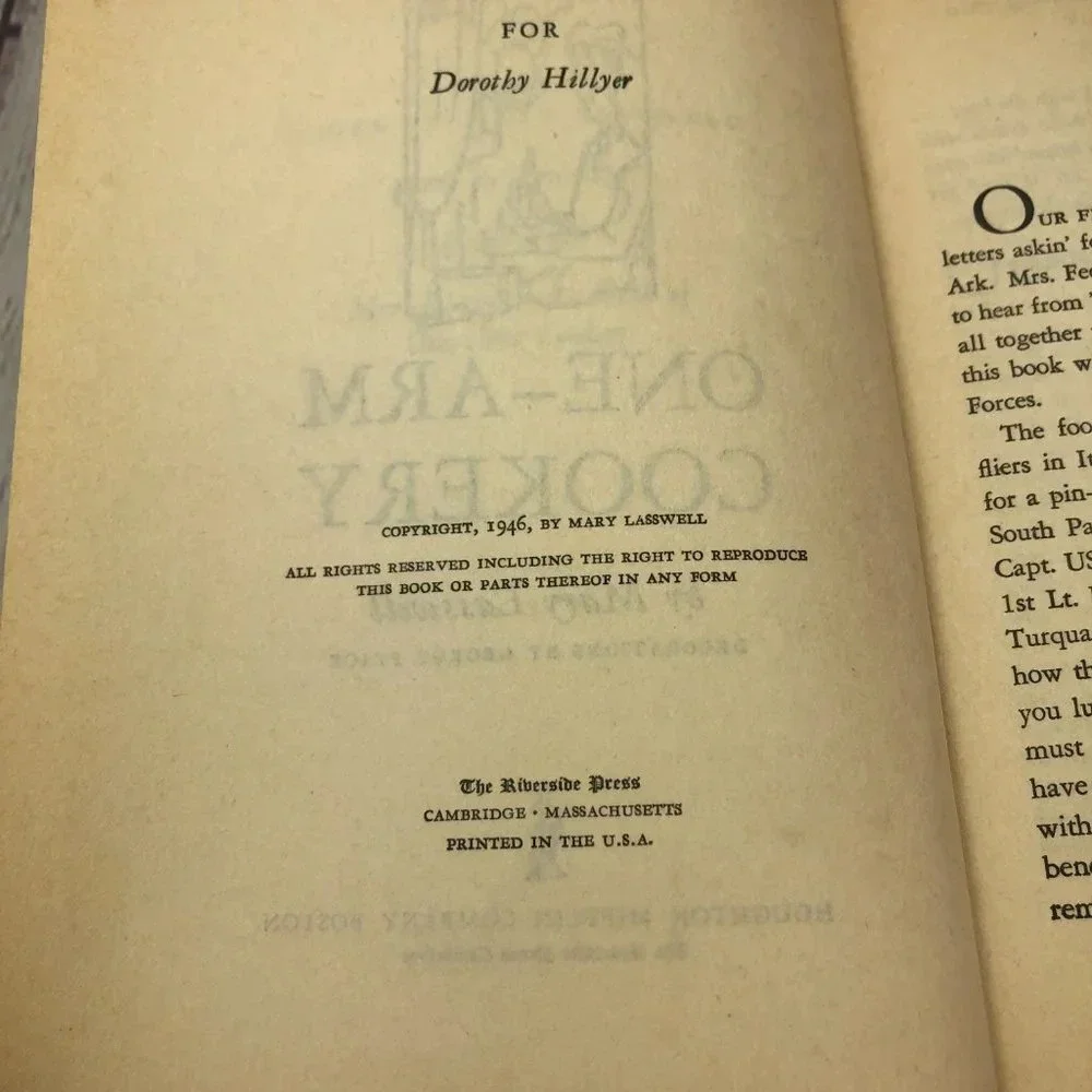 VINTAGE Mrs. Rasmussen's book of ONE-ARM COOKERY cookbook 1946